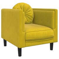 vidaXL Krėslas su pagalvėle, geltonos spalvos, aksomas