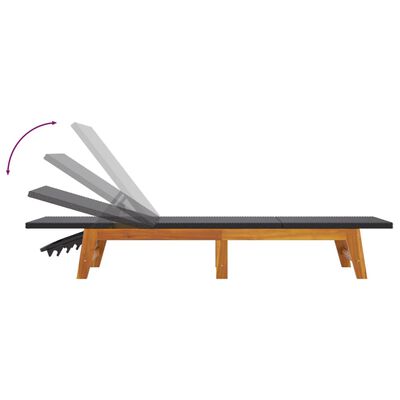 vidaXL Saulės gultas su staliuku, poliratanas ir akacijos masyvas