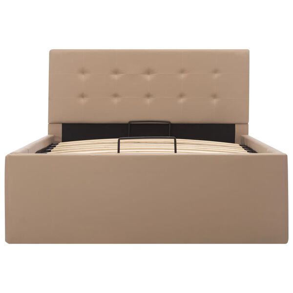 vidaXL Lovos rėmas su daiktadėže, kapučino, 90x200cm, dirbtinė oda