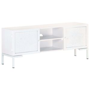 vidaXL Televizoriaus spintelė, balta, 115x30x46cm, mango masyvas
