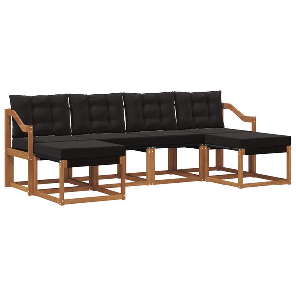 vidaXL Lauko sofos komplektas su pagalve 6 pcs Natūrali ir juoda