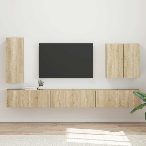 vidaXL Tvirtinamas prie sienos 6 pcs Sonoma ąžuolas