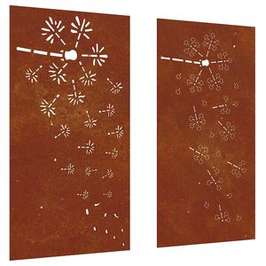 vidaXL Sodo sienos dekoracija, 2 dalių, 105x55cm, corten plienas