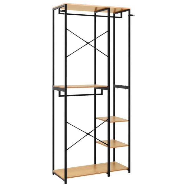 vidaXL Drabužių spinta, juoda/ažuolo, 90x40x213cm, metalas ir MDP
