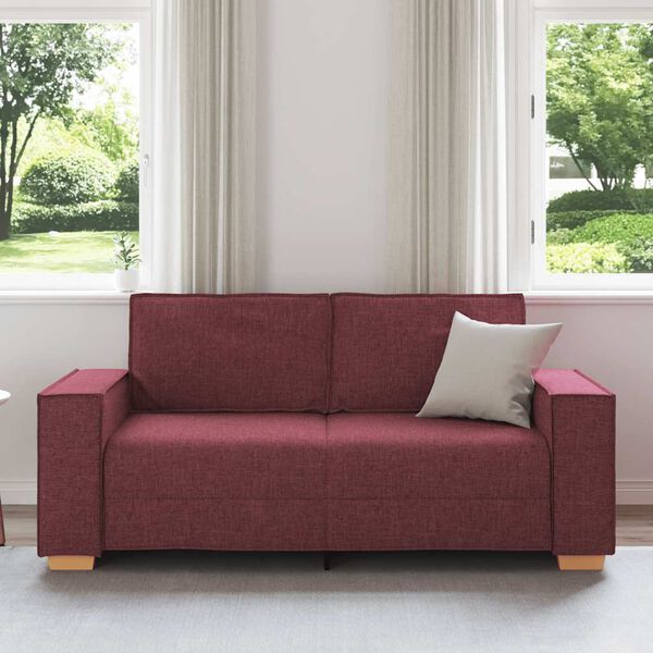 vidaXL Dvivietė sofa, vyno raudonumo, 140 cm, audinys