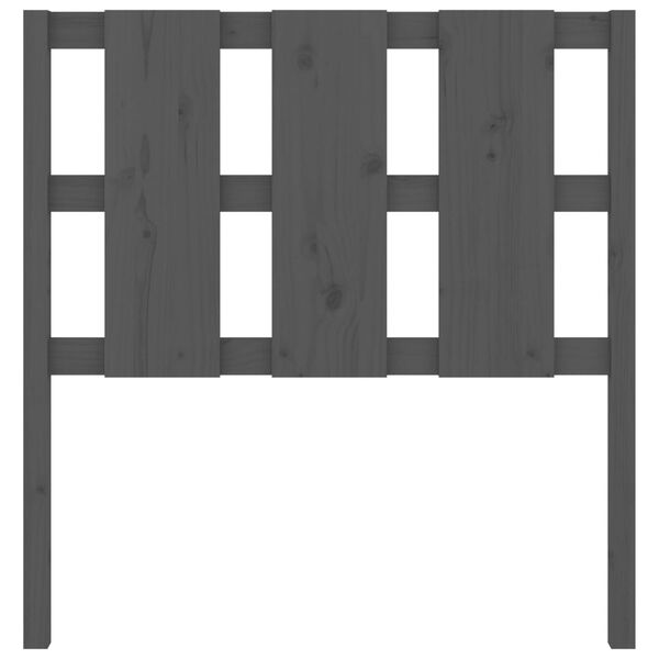 vidaXL Lovos galvūgalis, pilkas, 95,5x4x100cm, pu&scaron;ies medienos masyvas