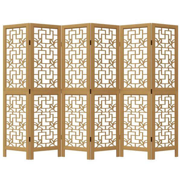 vidaXL Kambario pertvara, 6 segmentai, ruda, paulovnijos masyvas