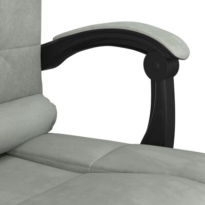 vidaXL Atlošiama masažinė biuro kėdė, šviesiai pilkos spalvos, aksomas