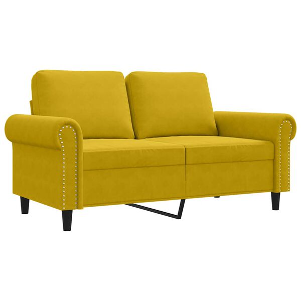 vidaXL Dvivietė sofa, geltonos spalvos, 120cm, aksomas