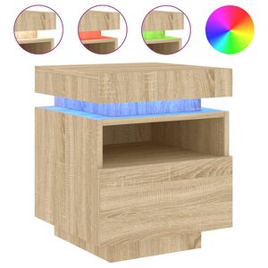 vidaXL Naktinė spintelė su LED lemputėmis, ąžuolo, 40x39x48,5cm