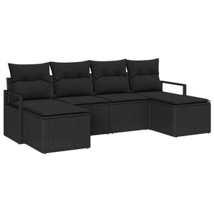 vidaXL Sofos komplektas su pagalve su saugykla 6 pcs Juoda poliratanas
