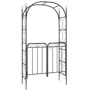 vidaXL Sodo arka su varteliais, juodos spalvos, 108x45x235cm, plienas