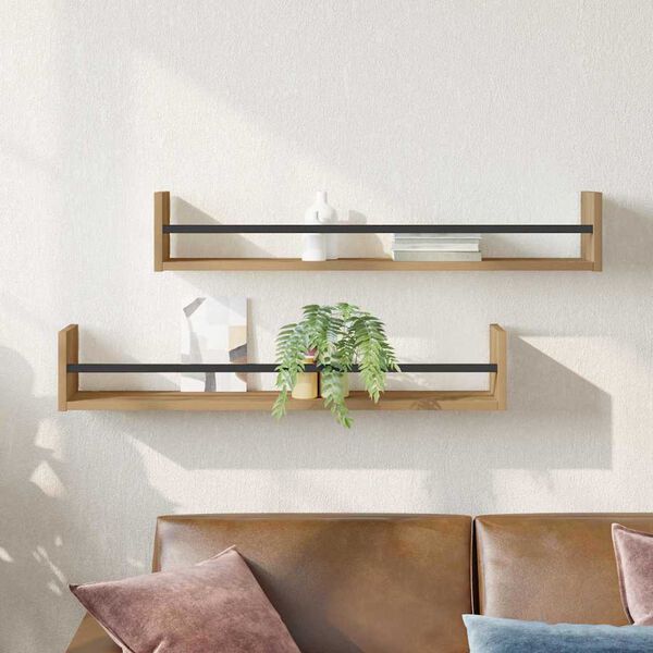 vidaXL Sieninė lentyna 2 pcs Amatininkų ąžuolas 80 x 16 x 14 cm