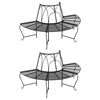 vidaXL Pusapvaliai suoliukai aplink medį, 2vnt., juodi, 159cm, plienas