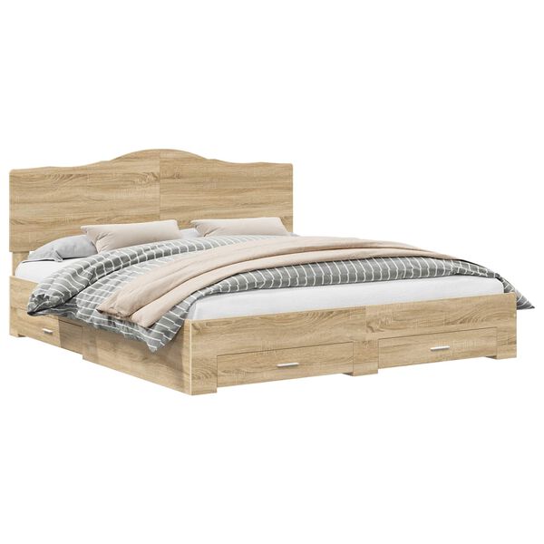 vidaXL Lovos rėmas Sonoma ąžuolas 180 x 200 cm Apdirbta mediena