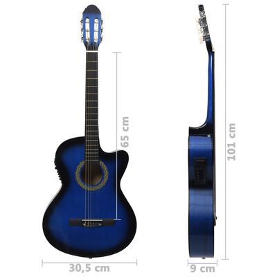 vidaXL Klasikinė gitara su ekvalaizeriu, mėlynos spalvos, 6 stygos
