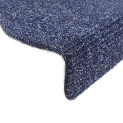 vidaXL Lipnūs laiptų kilimėliai, 15 vnt., 56x17x3 cm, mėlyni