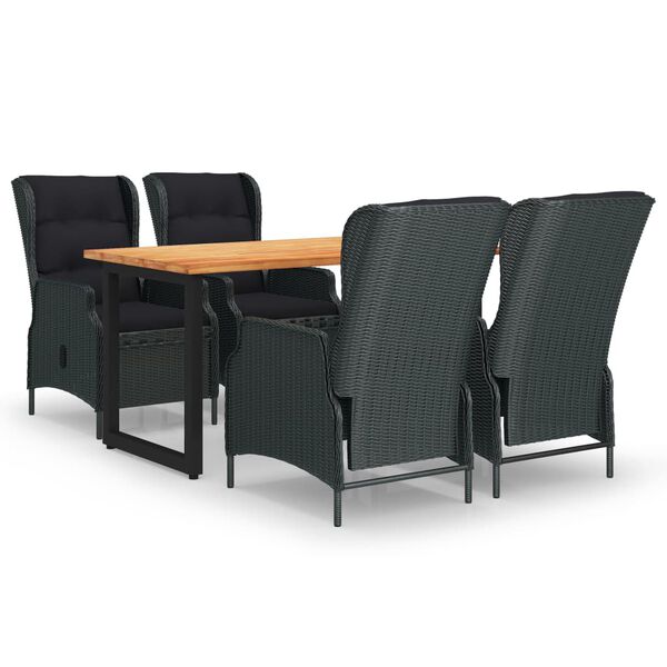 vidaXL Sodo komplektas su pagalvėlėmis, 5 dalių, pilkas, poliratanas