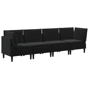 vidaXL Svetainės baldų komplektas 4 vnt. Juoda Aksomas