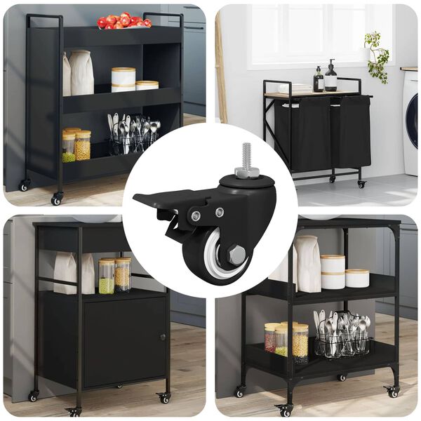 vidaXL Ratukai 12 pcs Juoda M6 x 37 mm Geležis ir nailonas