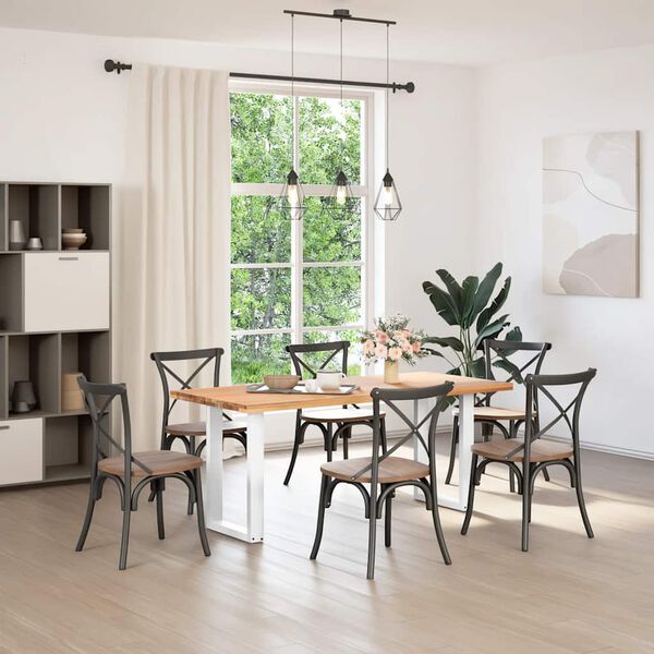 vidaXL Valgomojo stalo kojelės, 2 vnt., baltos, 50x(72-73) cm, plienas, U formos