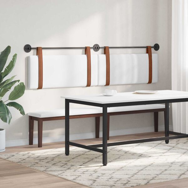 vidaXL Kabantysis galvūgalis Baltas 210 x 55 x 5 cm Antikinis PU