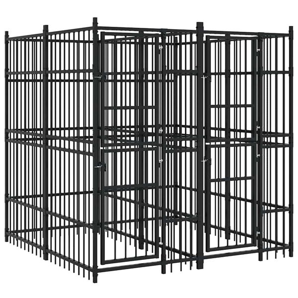 vidaXL Lauko voljeras &scaron;unims, plienas, 3,69m&sup2;