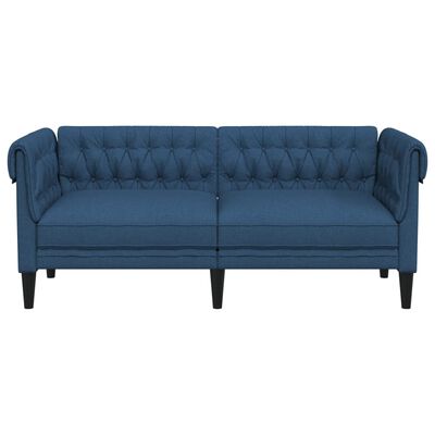 vidaXL Dvivietė chesterfield sofa, mėlynos spalvos, audinys
