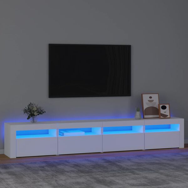 vidaXL Televizoriaus spintelė su LED apšvietimu, balta, 240x35x40cm