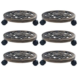vidaXL Augalų padėklai su ratukais, 6vnt., bronziniai, 30cm, plastikas
