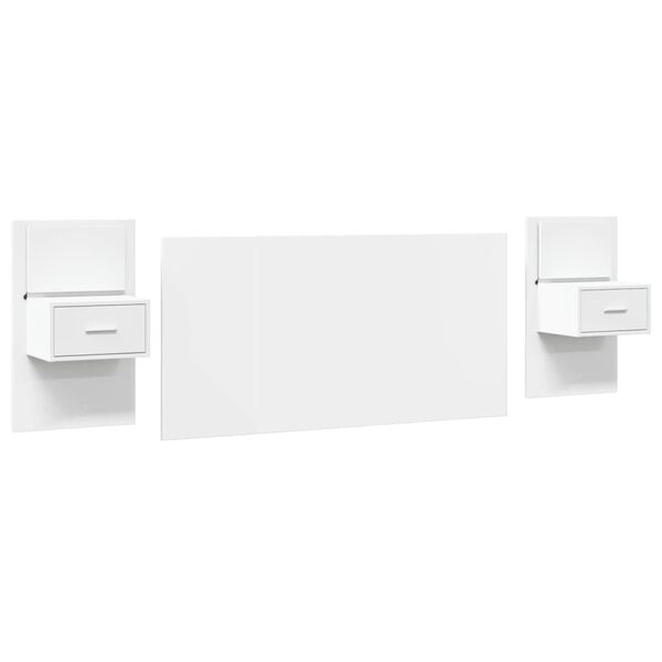 vidaXL Lovos galvūgalis su spintelėmis, baltas, 120cm, mediena