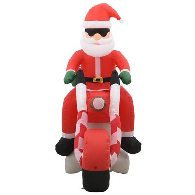 vidaXL Pripučiamas Kalėdų Senelis ant motociklo, LED, IP44, 160cm