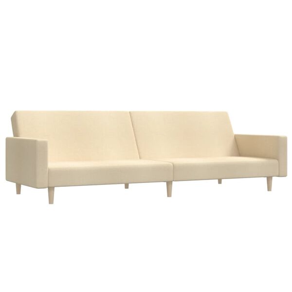 vidaXL Dvivietė sofa-lova su pakoja, kreminės spalvos, audinys