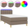 vidaXL Lova su spyruoklėmis/čiužiniu/LED, taupe, 90x200 cm, audinys
