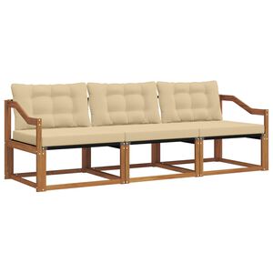 vidaXL Lauko sofos komplektas su pagalve 3 pcs Natūralus ir bežinis