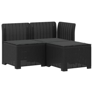 vidaXL 3-vietė sodo sofa su pagalvėlėmis, Rattan i&scaron;vaizda 3 vietos PP