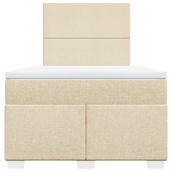 vidaXL Lova su spyruoklėmis ir čiužiniu, kreminė, 120x190cm, audinys