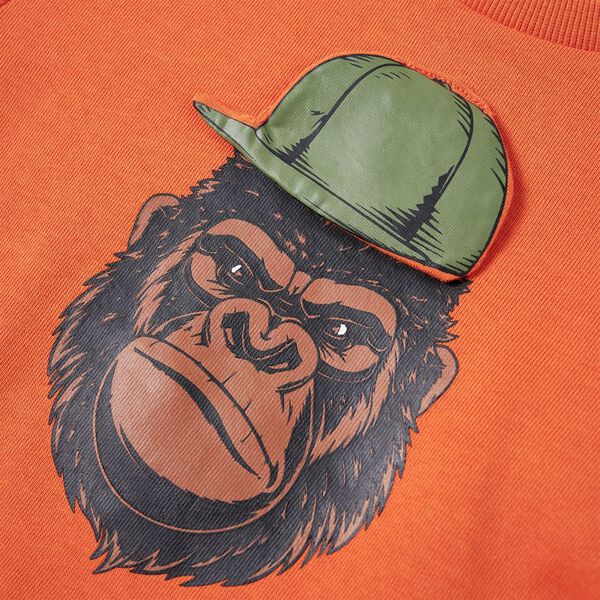 Vaikiškas sportinis megztinis, tamsiai oranžinės spalvos, 104 dydžio