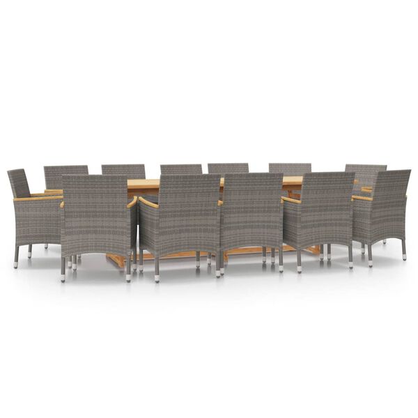 vidaXL Sodo valgomojo komplektas su pagalvėlėmis, 13 dalių, pilkas