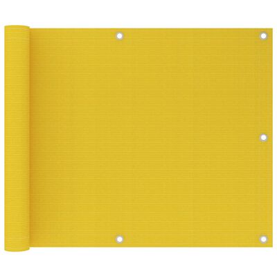 vidaXL Balkono pertvara, geltonos spalvos, 75x600cm, HDPE