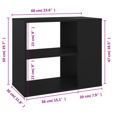 vidaXL Šoninė spintelė, juodos spalvos, 60x30x50cm, MDP