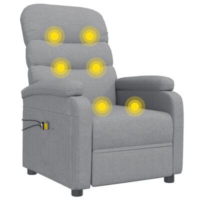 vidaXL Elektrinis masažinis krėslas, šviesiai pilkos spalvos, audinys