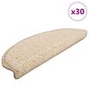 vidaXL Laiptų kilimėliai, 30 vnt., 65x21x4 cm, kreminės spalvos, pusapvaliai, dideli