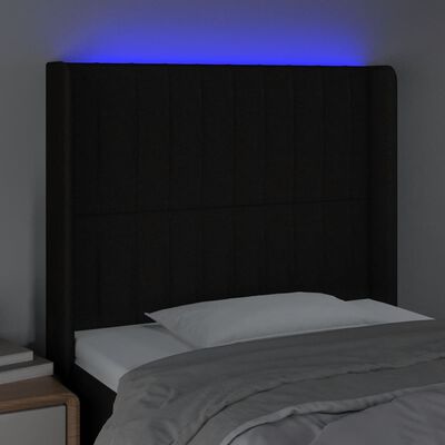 vidaXL Galvūgalis su LED, juodos spalvos, 83x16x118/128cm, audinys
