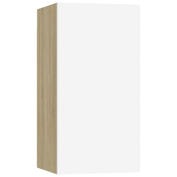 vidaXL Televizoriaus spintelė, 7, balta ir ąžuolo, 30,5x30x60cm, MDP