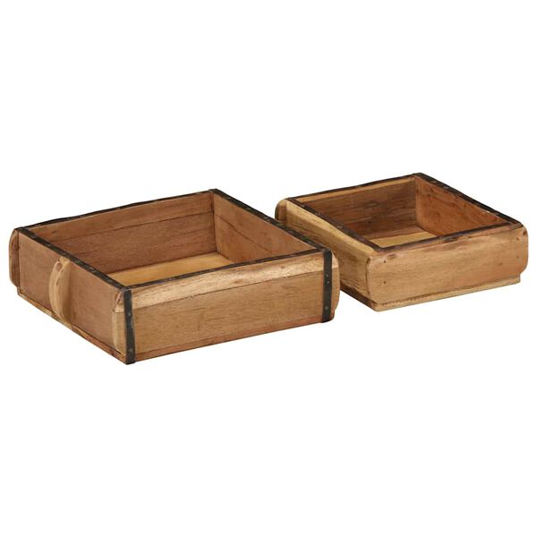vidaXL Padėklas 2 pcs Ruda 29 x 31 x 10 cm Kietas atkurtas medis