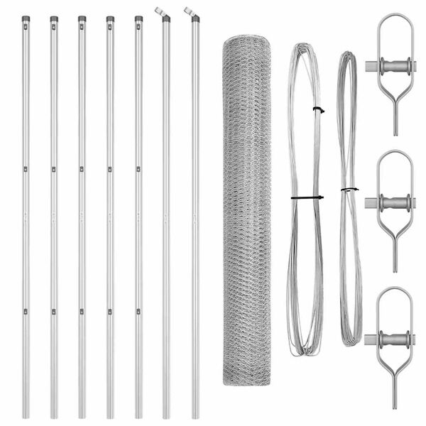 vidaXL Tvorelės stulpas Sidabro 10 x 1,2 m (13 mm tinklas) Plienas