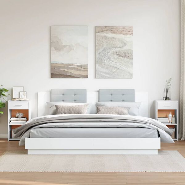 vidaXL Naktinės spintelės, 2vnt., baltos, 35x34x65cm, apdirbta mediena