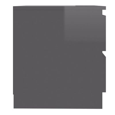 vidaXL Naktinės spintelės, 2vnt., pilkos, 50x39x43,5cm, MDP, blizgios