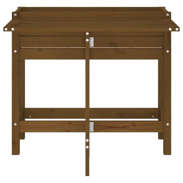 vidaXL Sodo lovelis su sulankstomu stalviršiu, medaus rudas, pušis